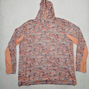 Googan Squad Men's Size 3XL Long Sleeve Fishing Shirt Hoodie Orange